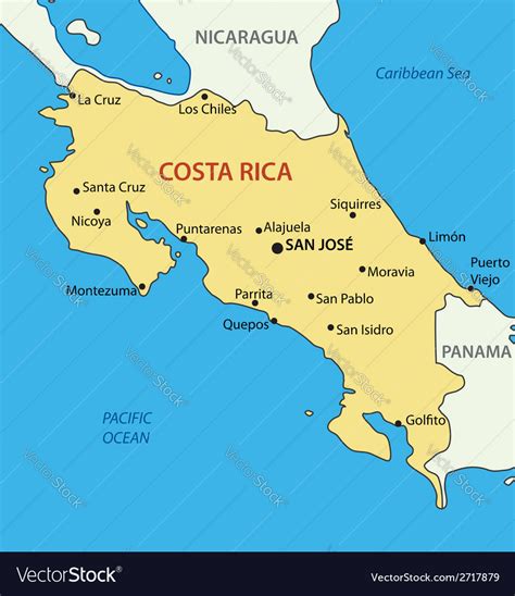 Republic of costa rica - map Royalty Free Vector Image