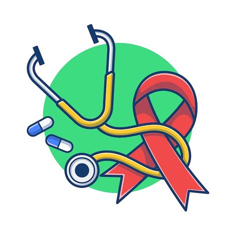 Premium Vector | World aids day with stethoscope and capsule cartoon illustration