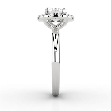 Halo Set Round Brilliant 1.31ct Engagement Ring in Platinum – Skydiamond