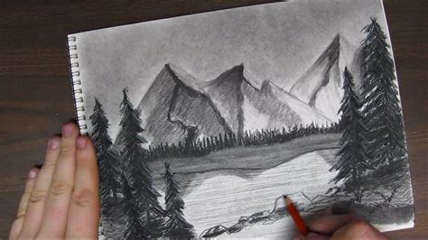 How to Draw a Mountain Landscpape tutorial Pt 3 of 3 - YouTube