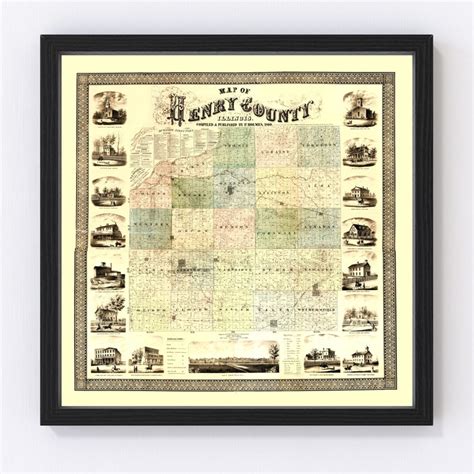 Henry County Illinois Map 1860 Old Map of Henry County - Etsy