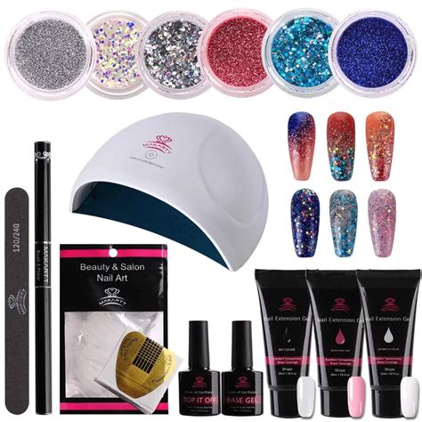 Makartt 16pcs Nail Extension Hybrid Gel Nail Starter Kit with Beautiful ...