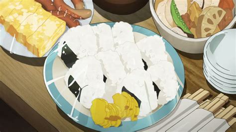 Onigiri with pickles, sausages, and tamagoyaki! The Idolm@ster, Episode ...