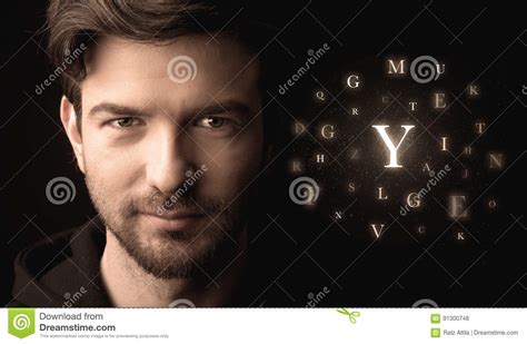 Handsome Businessman with Alphabet Letters Stock Photo - Image of letters, adult: 91300748