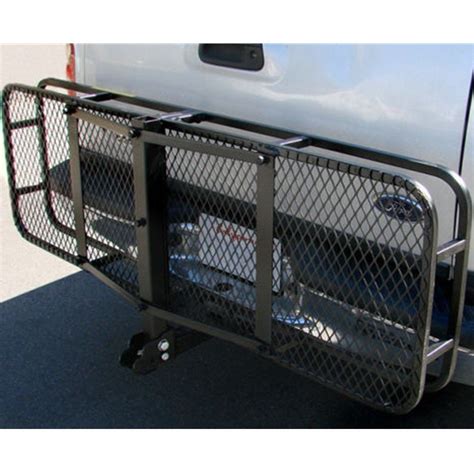 Foldable Tow Hitch Cargo Rack Black Powder Coated Steel Tow Bar Rear Luggage Carrier Basket