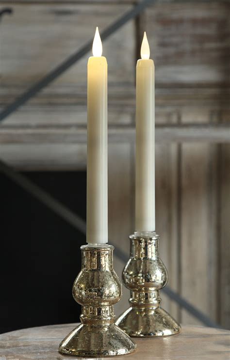 Battery Operated Taper Candle 2 Pack - 9 Inch Warm White Flame Timer