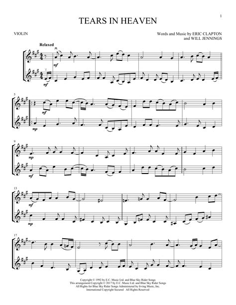 Eric Clapton "Tears In Heaven" Sheet Music Notes | Download Printable PDF Score 170339