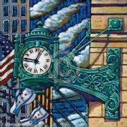 Marshall Fields Clock painting - by Anastasia Mak