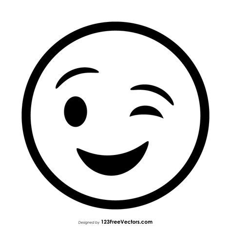 Winking Face Emoji Outline | Emoji coloring pages, Emoji pictures ...