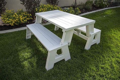 Convertible Bench Picnic Table White Garden Bench, Lawn Garden, Convert A Bench, Picnic Table ...