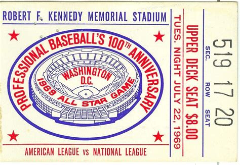 Vintage 1969 All Star Baseball MLB Game Ticket Stub Washington DC | eBay | Game tickets ...
