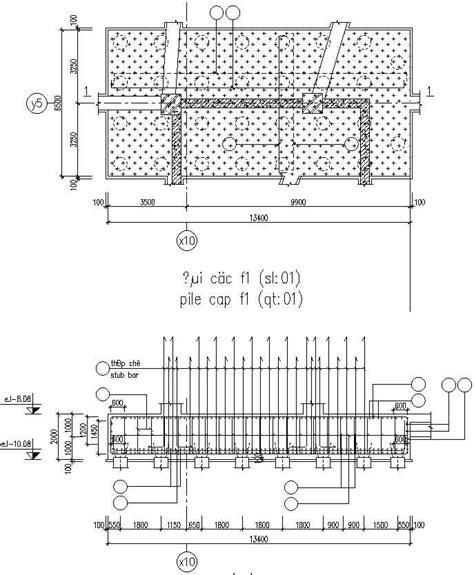 Details of Pile cap and stub column on Reinforcement. - Cadbull