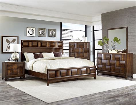 ATHERTON 5 piece NEW Modern Walnut Brown Bedroom Set Furniture w/ King ...