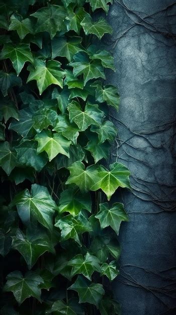 Premium AI Image | Ivy on a wall with a dark background