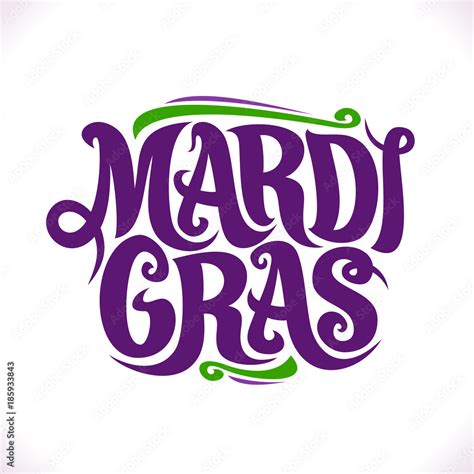 Vector poster for Mardi Gras Carnival, original decorative font for festive purple text mardi ...