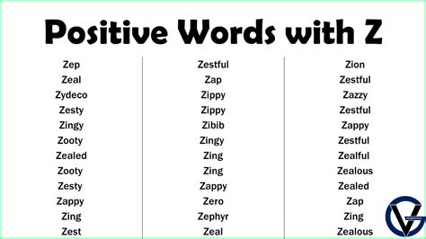 List of Positive Words That Start With Z - GrammarVocab
