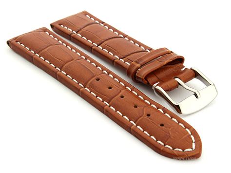 Mens Extra Long Genuine Leather Watch Strap Band Croco Stainless Steel ...