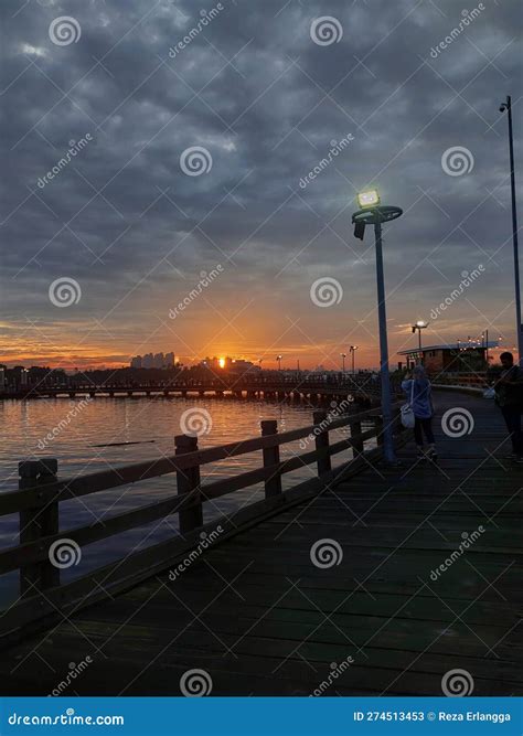 Sunset Ancol Beach at Jakarta Indonesia Editorial Stock Photo - Image ...