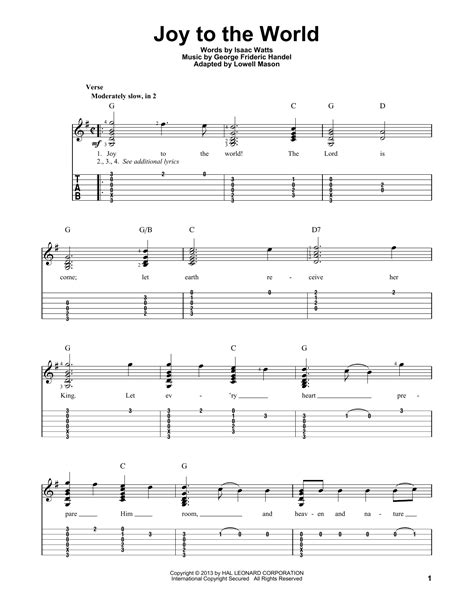 Joy To The World (Solo Guitar) - Print Sheet Music Now