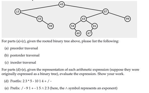 Solved For parts (a)-(c), given the rooted binary tree | Chegg.com