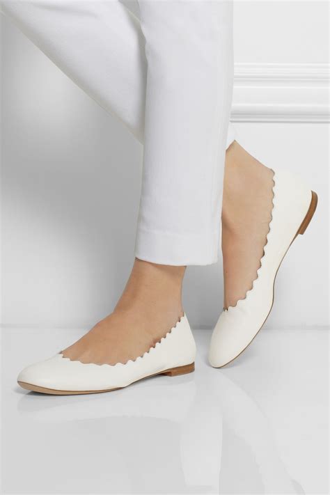 Lyst - Chloé Lauren Leather Ballet Flats in White