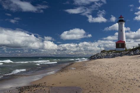 Crisp Point Lighthouse Along Lake Superior Stock Image - Image of ...