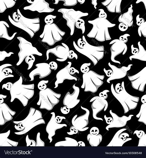 Cartoon halloween ghosts seamless background Vector Image