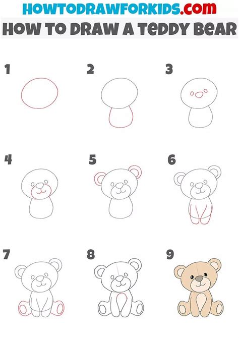 How to Draw a Teddy Bear Step by Step - Drawing Tutorial For Kids | Teddy bear drawing, Teddy ...