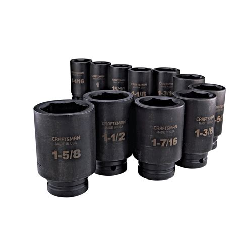 Craftsman 11 pc. Standard Easy to Read Impact Socket Set, 6 pt. Deep, 3 ...