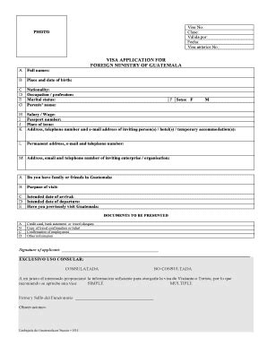 Application Form Visa - Guatemala - Fill and Sign Printable Template Online