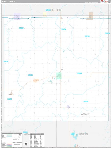 Adair County, IA Carrier Route Wall Map Premium Style by MarketMAPS - MapSales