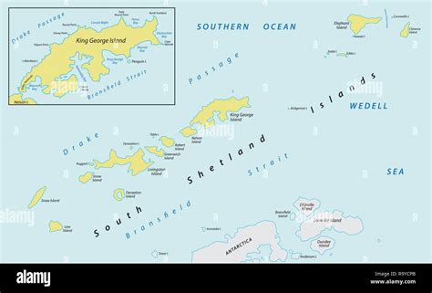 Map of the sub-Antarctic archipelago Southern Shetland Islands in the ...