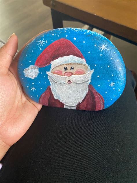 Santa rock painting | Painted rocks, Artsy, Santa