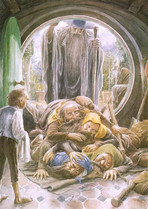 The Dwarves arrive at Bag-End | Alan lee art, The hobbit, Alan lee