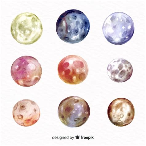 Free Vector | Colourful watercolor moon collection