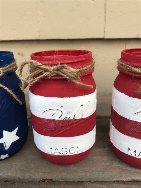 American Flag Mason Jars