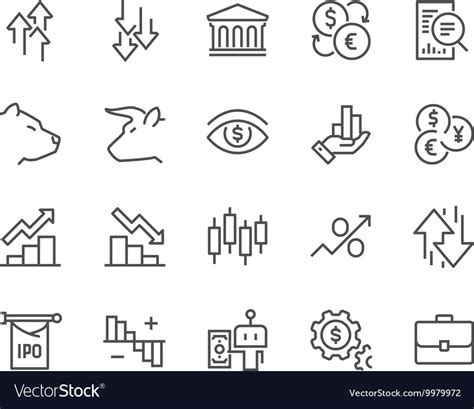 Line stock market icons Royalty Free Vector Image