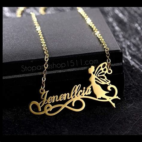 18k Gold Plated Angel Design Name Necklace