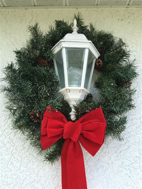 Christmas wreath with bow from Michaels. For the Outside garage lights | Decorating with ...