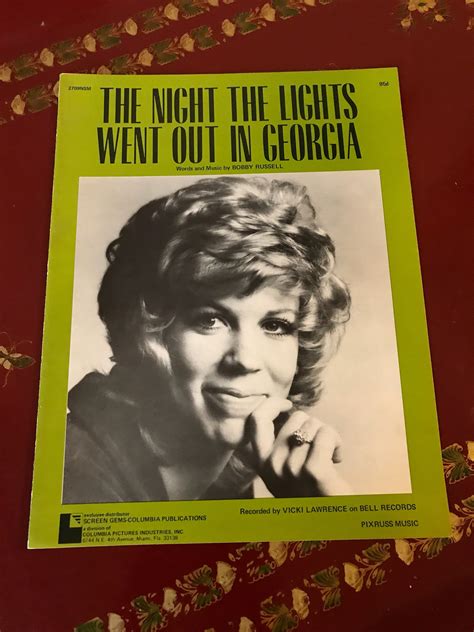 The Night the Lights Went Out in Georgia Sheet Music 1972 by | Etsy