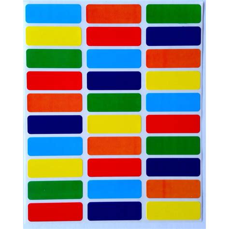 Rectangular Color Coding Labels 1 3/8 inch by 1/2 Inch - Value pack 6 Assorted colors Stickers ...