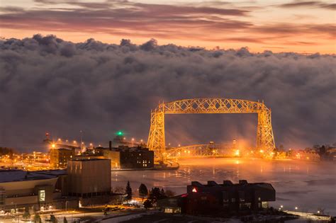 Gateway to Winter - Duluth's Aerial Lift Bridge [2000 x 1333] | Aerial lift, Aerial, Duluth