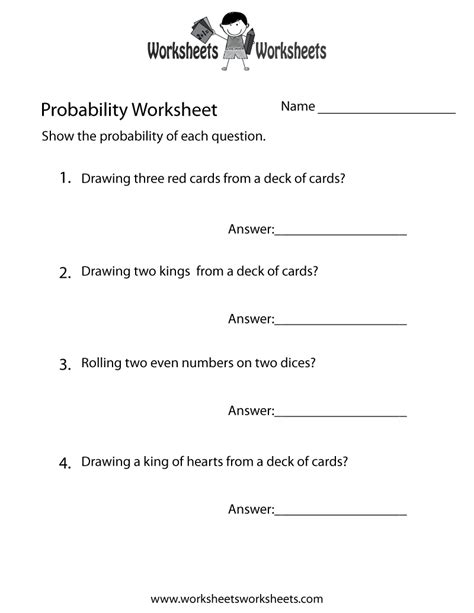 Probability Worksheets Free And Printable