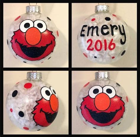 Elmo Hand Painted Ornament Elmo Gifts Sesame Street Gift | Glass ...