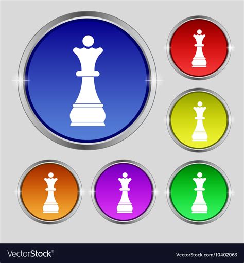 Chess queen icon sign round symbol on bright Vector Image