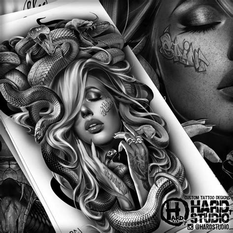 Custom tattoo designs | Girl | Face | Snaike | Saint | Black and grey ...