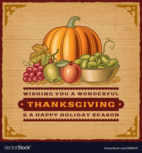 Vintage thanksgiving card Royalty Free Vector Image