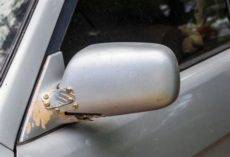 Broken Side View Car Mirror with Repair by Steel Bracket Stock Image - Image of insurance ...