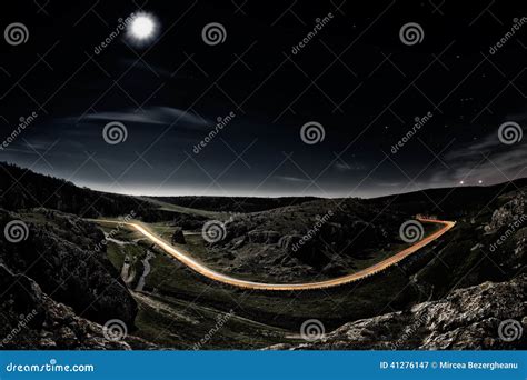 Beautiful Mountain Road by Night Stock Image - Image of environment, orange: 41276147