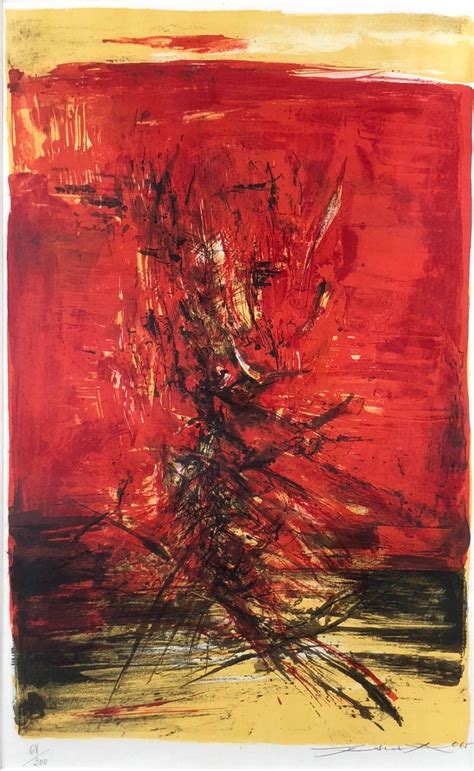 Zao Wou-Ki - Abstract in Red at 1stDibs